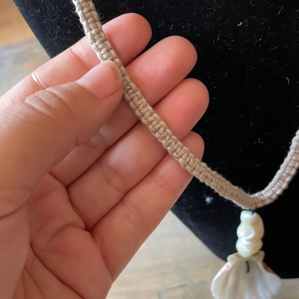 11. Free people shell, rope and faux mother of pearl long necklace NWT - Picture 9 of 12